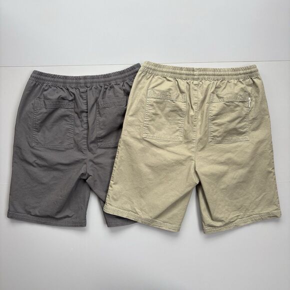 Pact Twill Canvas Shorts LOT of 2 Men’s Large 100% Organic Cotton Tan Gray - Picture 2 of 15